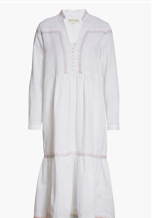 SALONI Dresses & Skirts - Saloni  V-Neck Midi Length Dress  White | Size: M | US6, UK10